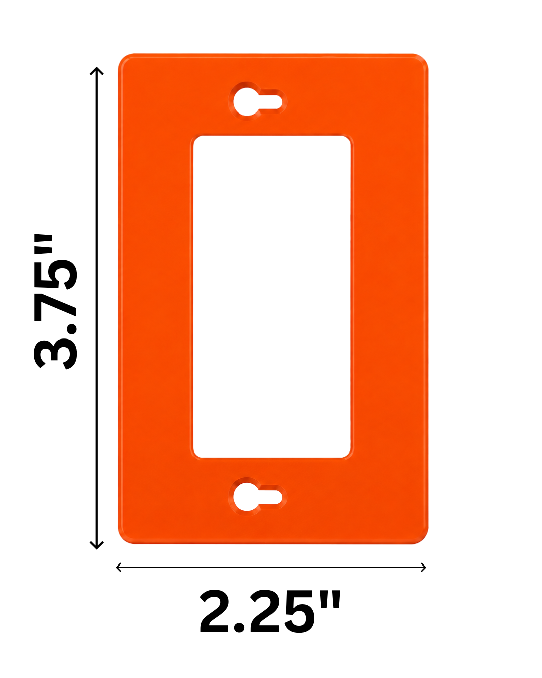 Orange wall plate with dimensions labeled on a white background