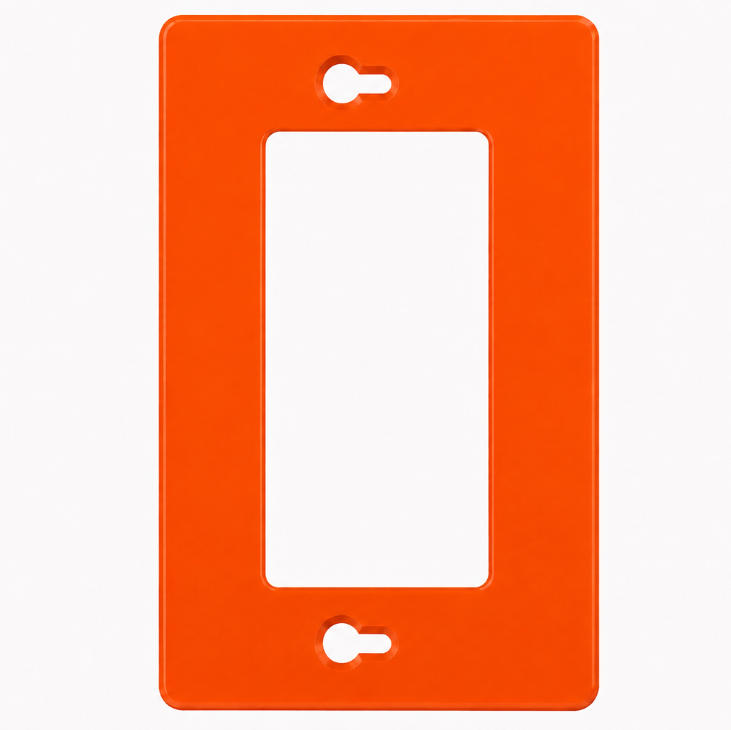 Orange plastic frame with cutouts on a white background