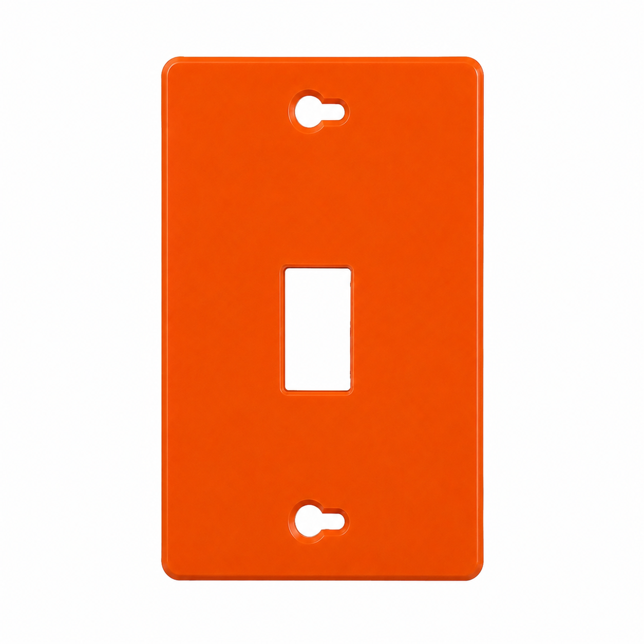 Orange wall switch plate with a single toggle switch design on a white background